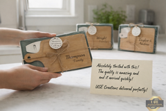 Personalized Family Small Cutting Board Gift Set | Custom Engraved Housewarming, Wedding & Realtor Closing Gift