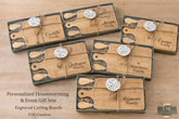 Personalized Family Small Cutting Board Gift Set | Custom Engraved Housewarming, Wedding & Realtor Closing Gift