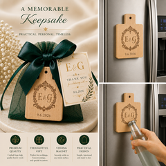 Beech Wooden Fridge Magnet Bottle Opener – Personalized Wedding Favor
