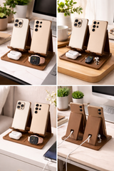 Minimalist Dual Phone Stand Organizer – Modern Desk & Nightstand Holder